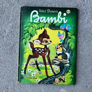 Vintage 1977 Large Golden Book Walt Disney Bambi 26th Print 9x12 Whimsical CUTE